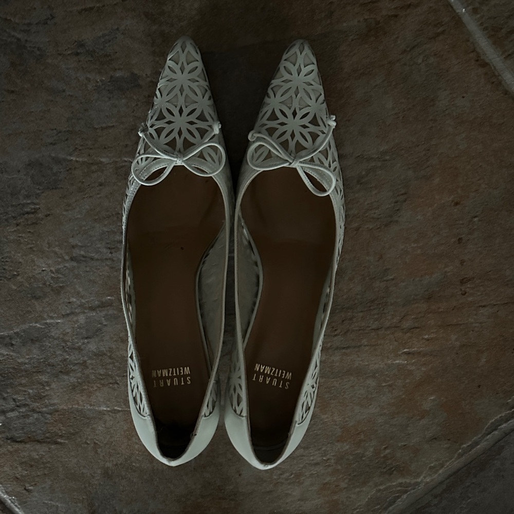 Stuart Weitzman Pale blue Floral Cutout Heels
